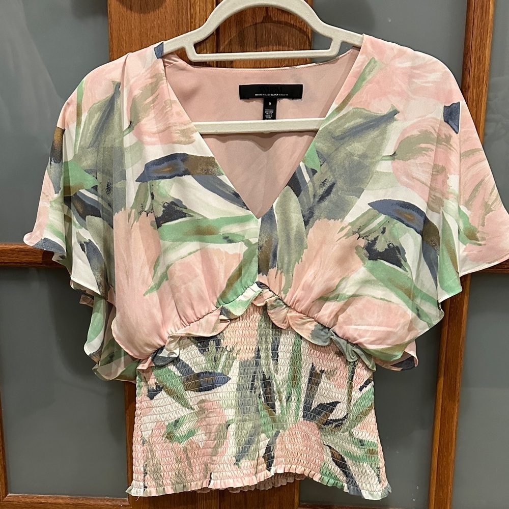 White House Black Market Pastel Floral Blouse​​ - Picture 3 of 7